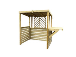 Edecks The Pavilion Wooden Bbq Shelter With Foldout Bar Worktop 6 X 7Ft - Chevron Rear Panel Outdoor Garden Barbecue Grill Gazebo - thumbnail 6