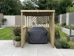 Edecks The Pavilion Wooden Bbq Shelter With Foldout Bar Worktop 6 X 7Ft - Chevron Rear Panel Outdoor Garden Barbecue Grill Gazebo - thumbnail 5