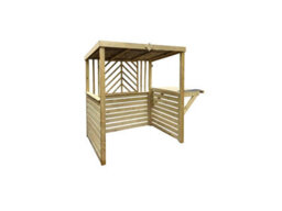 Edecks The Pavilion Wooden Bbq Shelter With Foldout Bar Worktop 6 X 7Ft - Chevron Rear Panel Outdoor Garden Barbecue Grill Gazebo - thumbnail 7