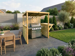 Edecks The Pavilion Wooden Bbq Shelter With Foldout Bar Worktop 6 X 7Ft - Chevron Rear Panel Outdoor Garden Barbecue Grill Gazebo - thumbnail 3