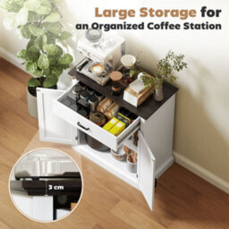 Wyld Haus Marina Colu White Farmhouse Sideboard With Drawer, Twin Barn Doors And 3Cm Top - 75.2Cm X 40Cm X 91.5Cm - thumbnail 4