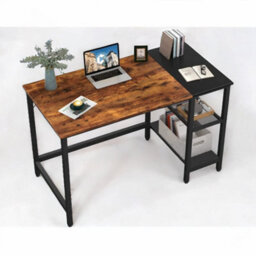 Rafaelo Mobilia Industrial Writing Desk With 2 Shelves Rustic Brown - thumbnail 2