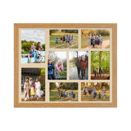 AK Frames 20X16 Oak Modern Multi Photo Frame With Ivory Mount - Holds 9 Apertures (2X) 7X5, (7X) 6X4 Photos - thumbnail 1