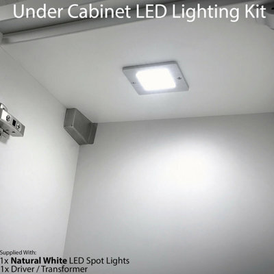 Premium Aluminium Ultra-Slim Square Under Cabinet Kitchen Light With Driver Kit - Natural White Led - image 1