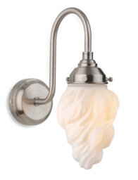 Luminosa Lighting Luminosa Flame Wall Light Brushed Steel With White Glass Ip44