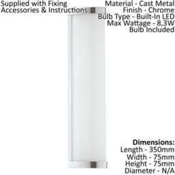 Stylish Chrome Wall And Mirror Light With Led Bulb - 8.3W, White Shade - thumbnail 2