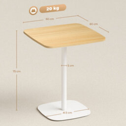Wyld Haus Levadi Suri 60Cm Square Dining Table Natural Wood Veneer Top White Steel Pedestal Base - thumbnail 3