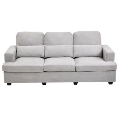 Darphe Modern 3-Seater Grey Chenille Sofa With Accent Pillows, Wood And Metal Frame - image 1