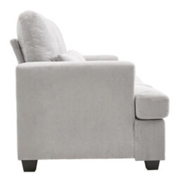 Darphe Modern 3-Seater Grey Chenille Sofa With Accent Pillows, Wood And Metal Frame - thumbnail 3