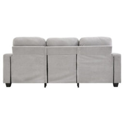 Darphe Modern 3-Seater Grey Chenille Sofa With Accent Pillows, Wood And Metal Frame - thumbnail 4