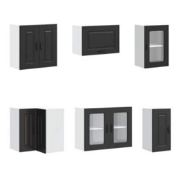 Berkfield 11 Piece Kitchen Cabinet Set Kalmar Black Engineered Wood - thumbnail 4