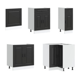 Berkfield 11 Piece Kitchen Cabinet Set Kalmar Black Engineered Wood - thumbnail 5
