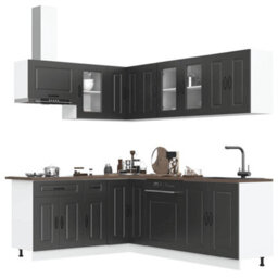 Berkfield 11 Piece Kitchen Cabinet Set Kalmar Black Engineered Wood - thumbnail 1