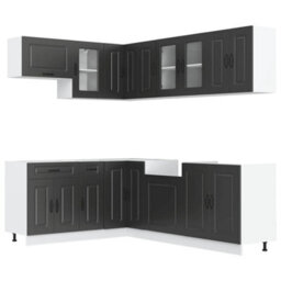 Berkfield 11 Piece Kitchen Cabinet Set Kalmar Black Engineered Wood - thumbnail 2