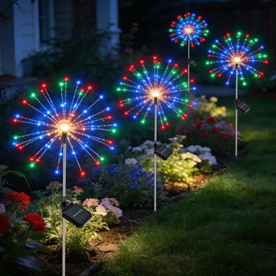 Solar Lights Outdoor Garden, 120 Leds 8 Modes Waterproof Starburst Light , Dandelion Stake Landscape For Yard Lawn Party Patio