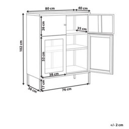 Beliani Glass Display Sideboard Esholt Metal 80 Cm White - thumbnail 3
