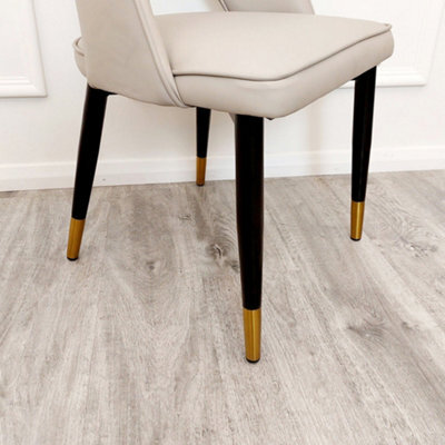 Stratus Interiors Astra Dining Chair Gold Tipped Wooden Legs Leather And Fabric - Cream Velvet - image 1