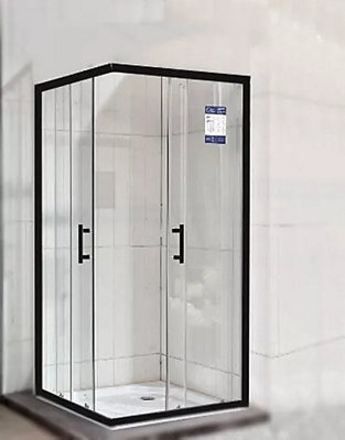 D Pro T Bathrooms 800mm X 800mm Black Corner Entry Shower Enclosure Including Shower Tray And Free Waste