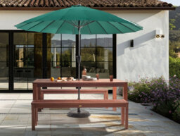Beliani Garden Dining Set With Benches 6 Seater Tuscania Eucalyptus Wood Dark Brown - thumbnail 2