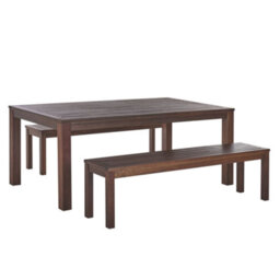 Beliani Garden Dining Set With Benches 6 Seater Tuscania Eucalyptus Wood Dark Brown - thumbnail 1