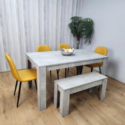 Kosy Koala Wooden Rectangle Dining Table Set With 4 Mustard Chairs And Wooden Bench Dining Furniture Set - thumbnail 8