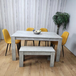 Kosy Koala Wooden Rectangle Dining Table Set With 4 Mustard Chairs And Wooden Bench Dining Furniture Set - thumbnail 9