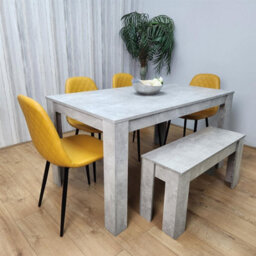 Kosy Koala Wooden Rectangle Dining Table Set With 4 Mustard Chairs And Wooden Bench Dining Furniture Set - thumbnail 7