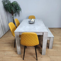 Kosy Koala Wooden Rectangle Dining Table Set With 4 Mustard Chairs And Wooden Bench Dining Furniture Set - thumbnail 3