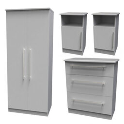 Ready Assembled Matt Grey 4 Piece Bedroom Furniture Set - thumbnail 1