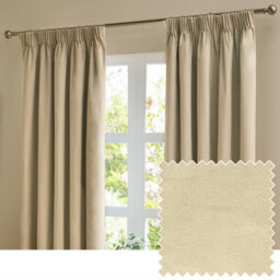 furn. Furn The Ultimate Velvet Room Darkening Pencil Pleat Curtain Pair, Natural, (W) 117 X (D) 183Cm