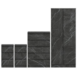 Zita Grey Marble Effect 4 Piece Bedroom Set - 2 Door Wardrobe, Tall Chest & 2 Bedside Tables, Stylish Storage Solution - thumbnail 3