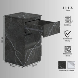 Zita Grey Marble Effect 4 Piece Bedroom Set - 2 Door Wardrobe, Tall Chest & 2 Bedside Tables, Stylish Storage Solution - thumbnail 9