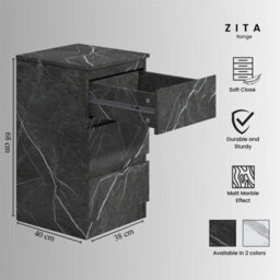 Zita Grey Marble Effect 4 Piece Bedroom Set - 2 Door Wardrobe, Tall Chest & 2 Bedside Tables, Stylish Storage Solution - thumbnail 8