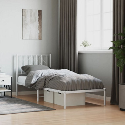 Berkfield Metal Bed Frame Without Mattress With Headboard White 80X200Cm - image 1