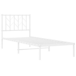 Berkfield Metal Bed Frame Without Mattress With Headboard White 80X200Cm - thumbnail 4