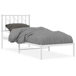 Berkfield Metal Bed Frame Without Mattress With Headboard White 80X200Cm - thumbnail 2