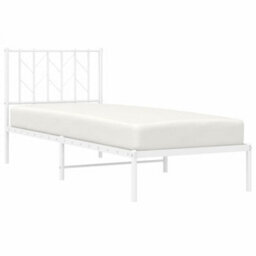 Berkfield Metal Bed Frame Without Mattress With Headboard White 80X200Cm - thumbnail 3