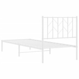 Berkfield Metal Bed Frame Without Mattress With Headboard White 80X200Cm - thumbnail 7