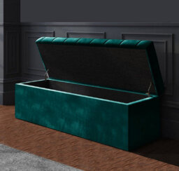 120Cm Sd Ottoman Storage Box, Emerald Green Velvet Upholstered Chesterfield Storage Ottoman Box - thumbnail 2