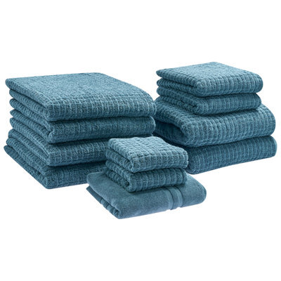 Beliani Set Of 11 Towels Atai Cotton Blue - image 1