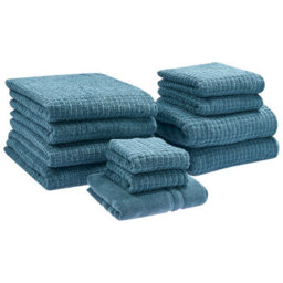 Beliani Set Of 11 Towels Atai Cotton Blue