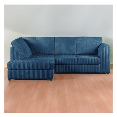Hannah Jumbo Cord Full Back 4 Seater Left Hand Facing Corner Sofa Marine Blue - image 1