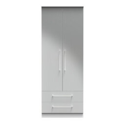Chester 2 Door 2 Drawer Wardrobe In Uniform Grey & White (Ready Assembled) - thumbnail 1