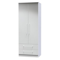 Chester 2 Door 2 Drawer Wardrobe In Uniform Grey & White (Ready Assembled) - thumbnail 3