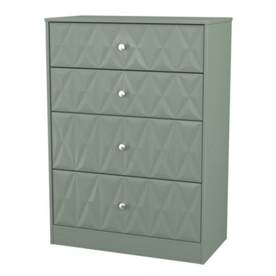 Genoa Ready Assembled Matt Green No Effect 4 Drawer Deep Chest (H)1063mm (W)766mm (D)395mm - image 1