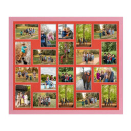 AK Frames 80X70Cm Pastel Pink Modern Multi Photo Frame With Poppy Red Mount - Holds 20 Apertures (18X) 6X4, (2X) 4X4 Photos