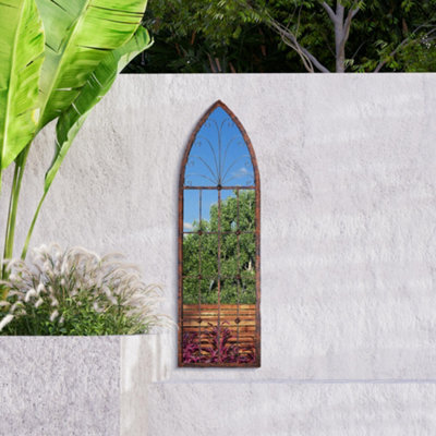 Mirroroutlet Chelsea Metal Arch Shaped Decorative Window Opening Garden Mirror 120Cm X 40Cm - image 1