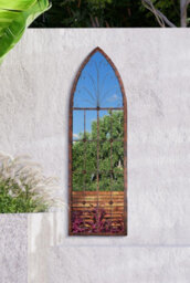 Mirroroutlet Chelsea Metal Arch Shaped Decorative Window Opening Garden Mirror 120Cm X 40Cm - thumbnail 2