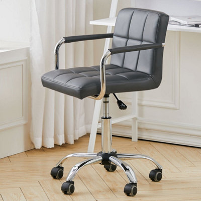 Thehotsale Low Back Faux Leather With Chrome Base Office Chair,grey,back 31Cm H - image 1
