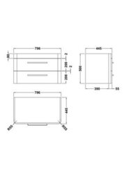Hudson Reed Solar Wall Hung 2-Drawer Unit, Elegant Vanity Unit In Bathroom With Soft Close Drawers, Fern Green - thumbnail 2